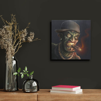 Luxe Metal Art 'Gangster Hip-Hop Zombie' by Flyland Designs, Metal Wall Art,12x12