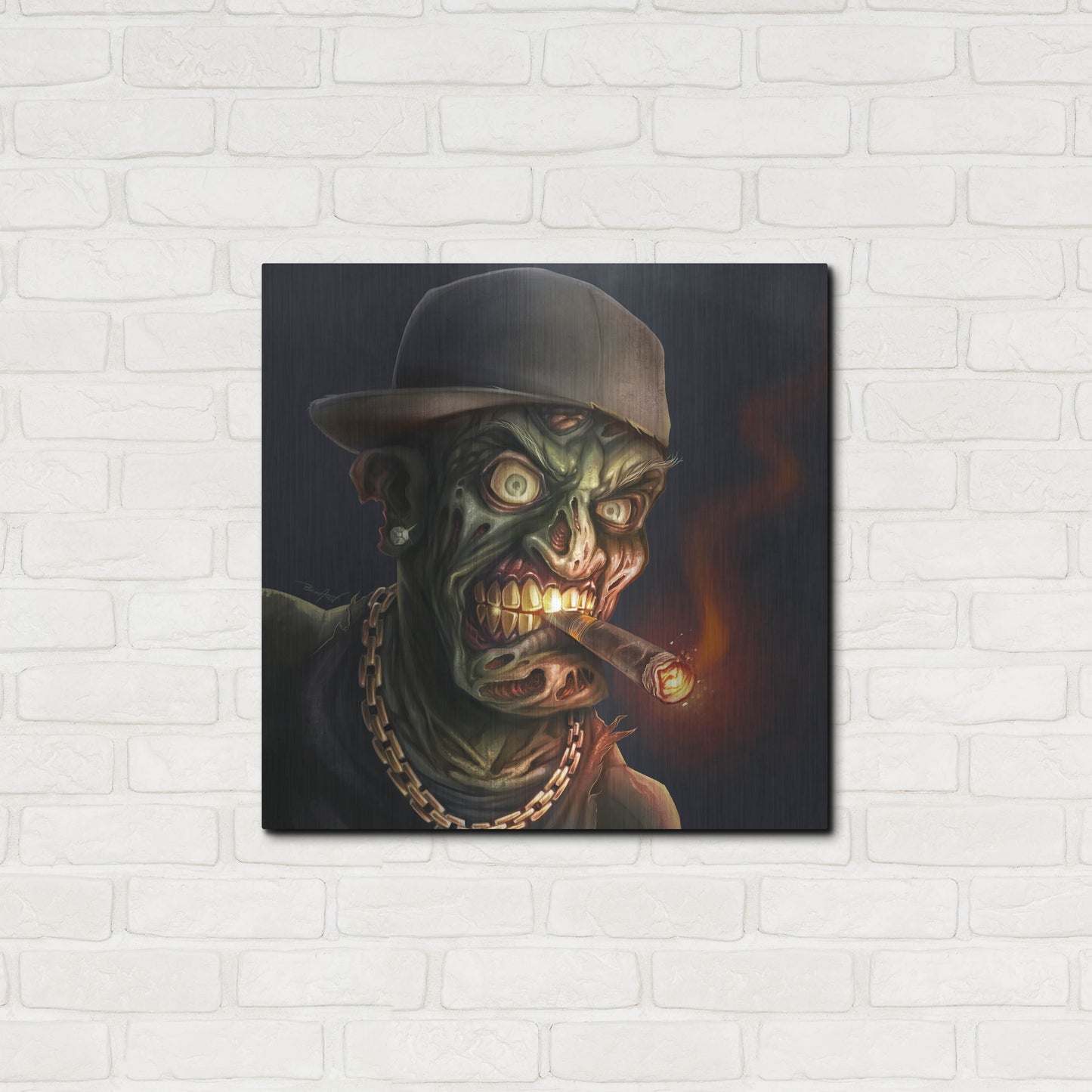 Luxe Metal Art 'Gangster Hip-Hop Zombie' by Flyland Designs, Metal Wall Art,24x24