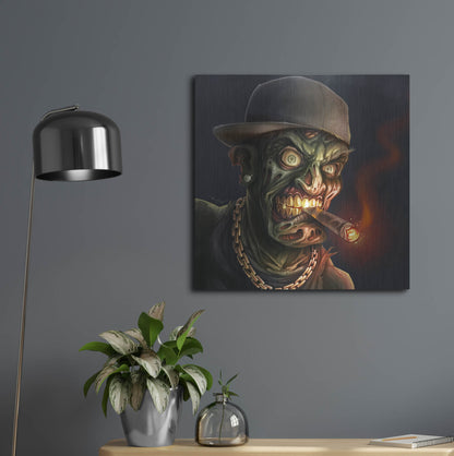 Luxe Metal Art 'Gangster Hip-Hop Zombie' by Flyland Designs, Metal Wall Art,24x24