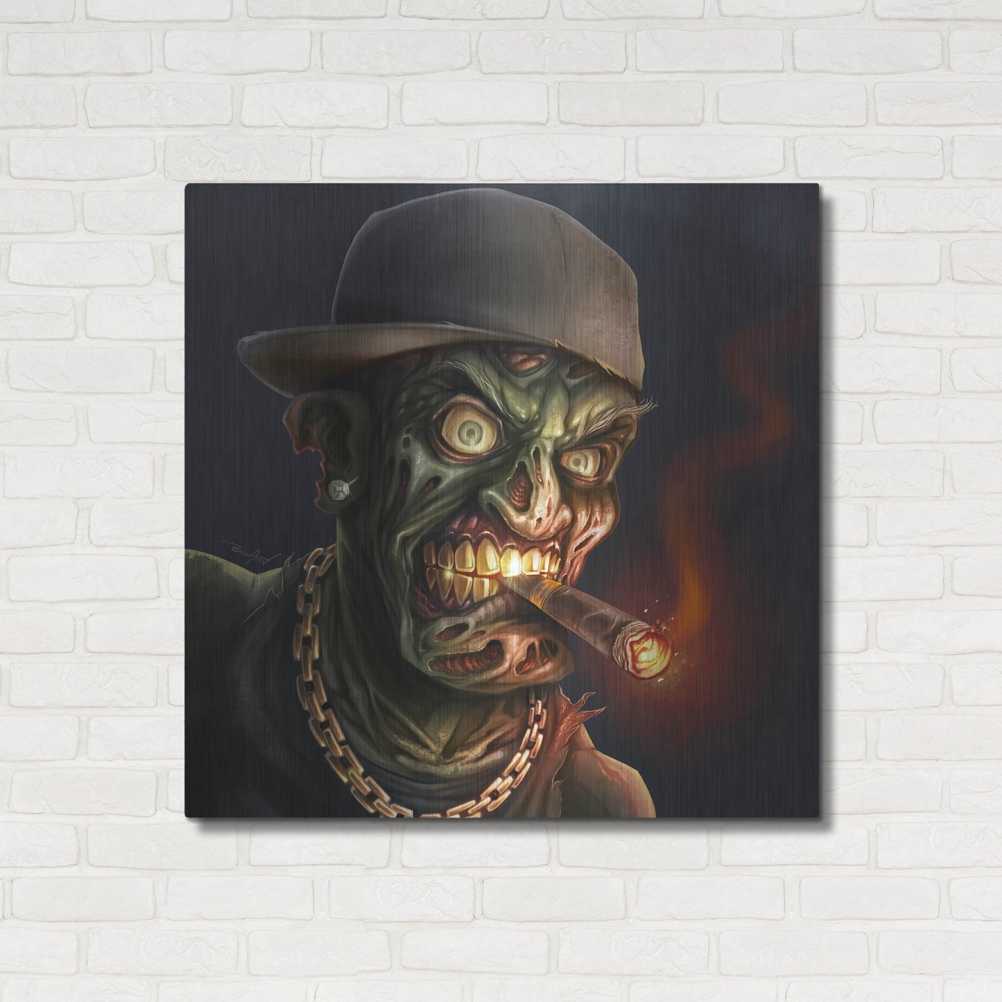 Luxe Metal Art 'Gangster Hip-Hop Zombie' by Flyland Designs, Metal Wall Art,36x36