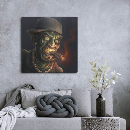 Luxe Metal Art 'Gangster Hip-Hop Zombie' by Flyland Designs, Metal Wall Art,36x36
