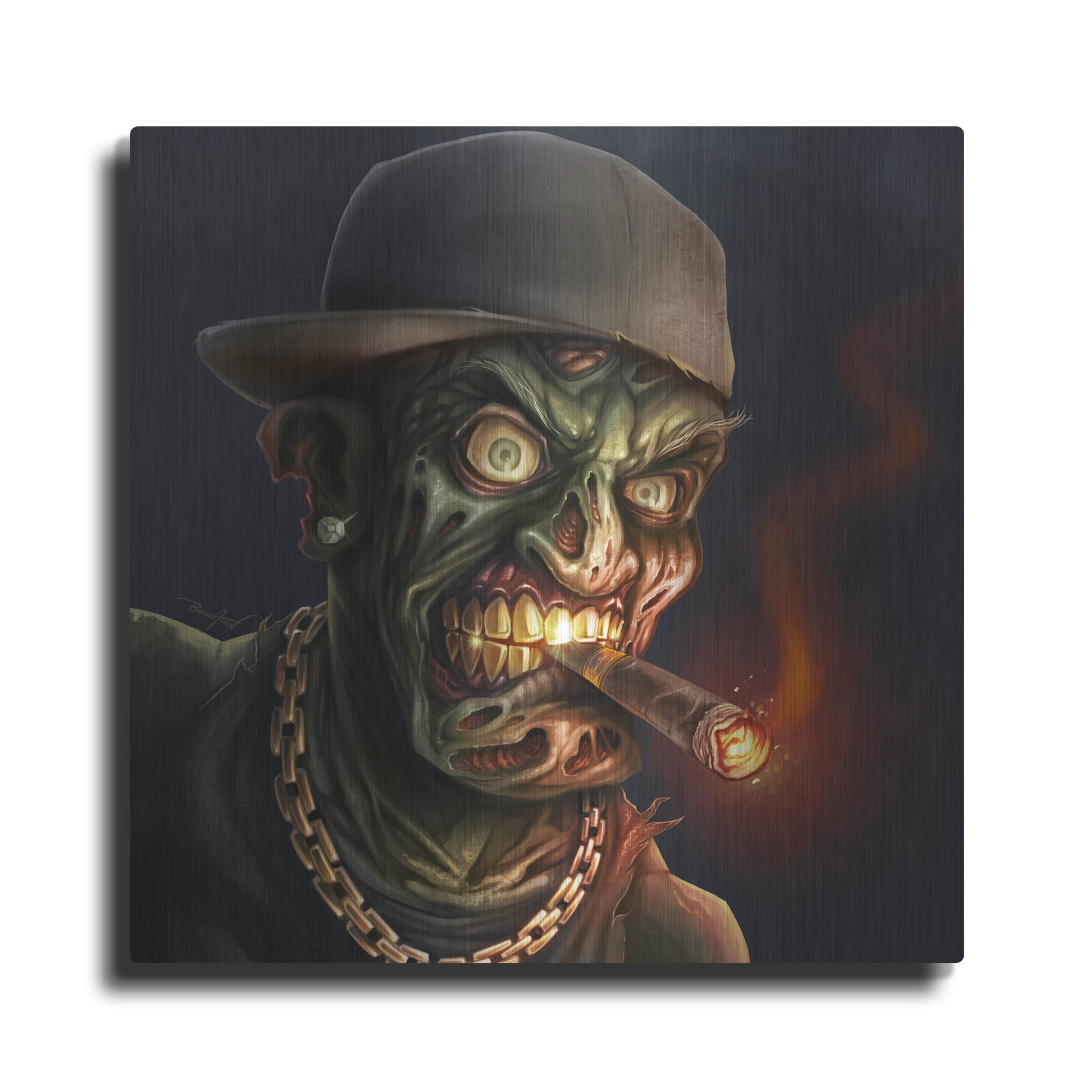Luxe Metal Art 'Gangster Hip-Hop Zombie' by Flyland Designs, Metal Wall Art