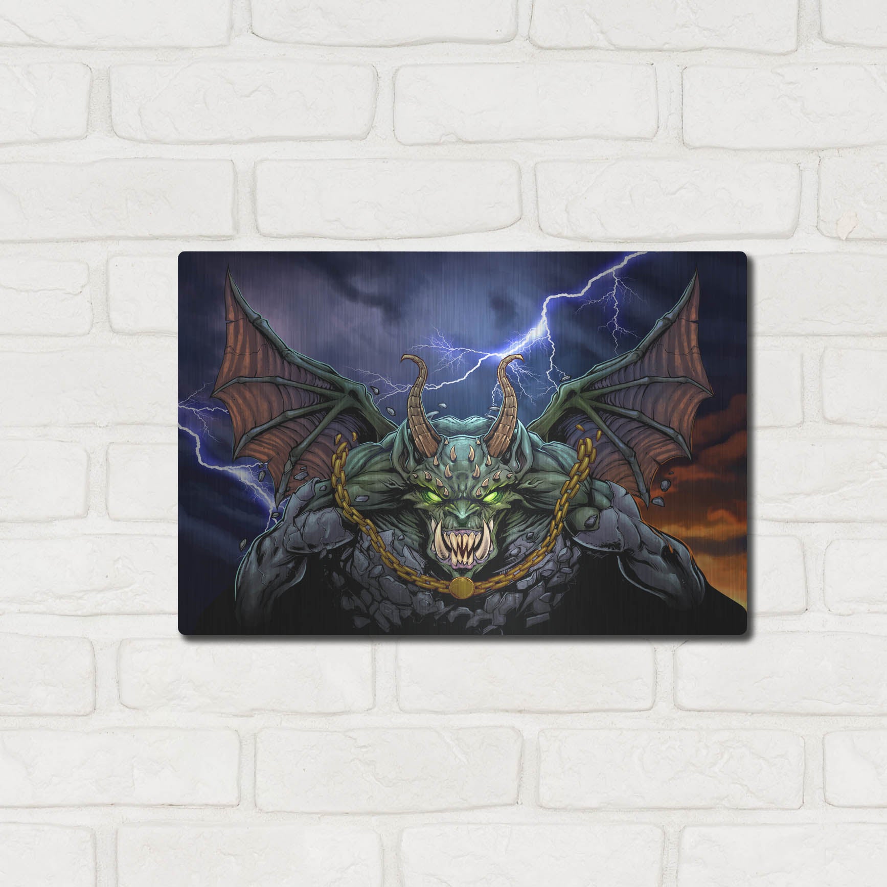 Luxe Metal Art 'Gargoyle 1' by Flyland Designs, Metal Wall Art,16x12