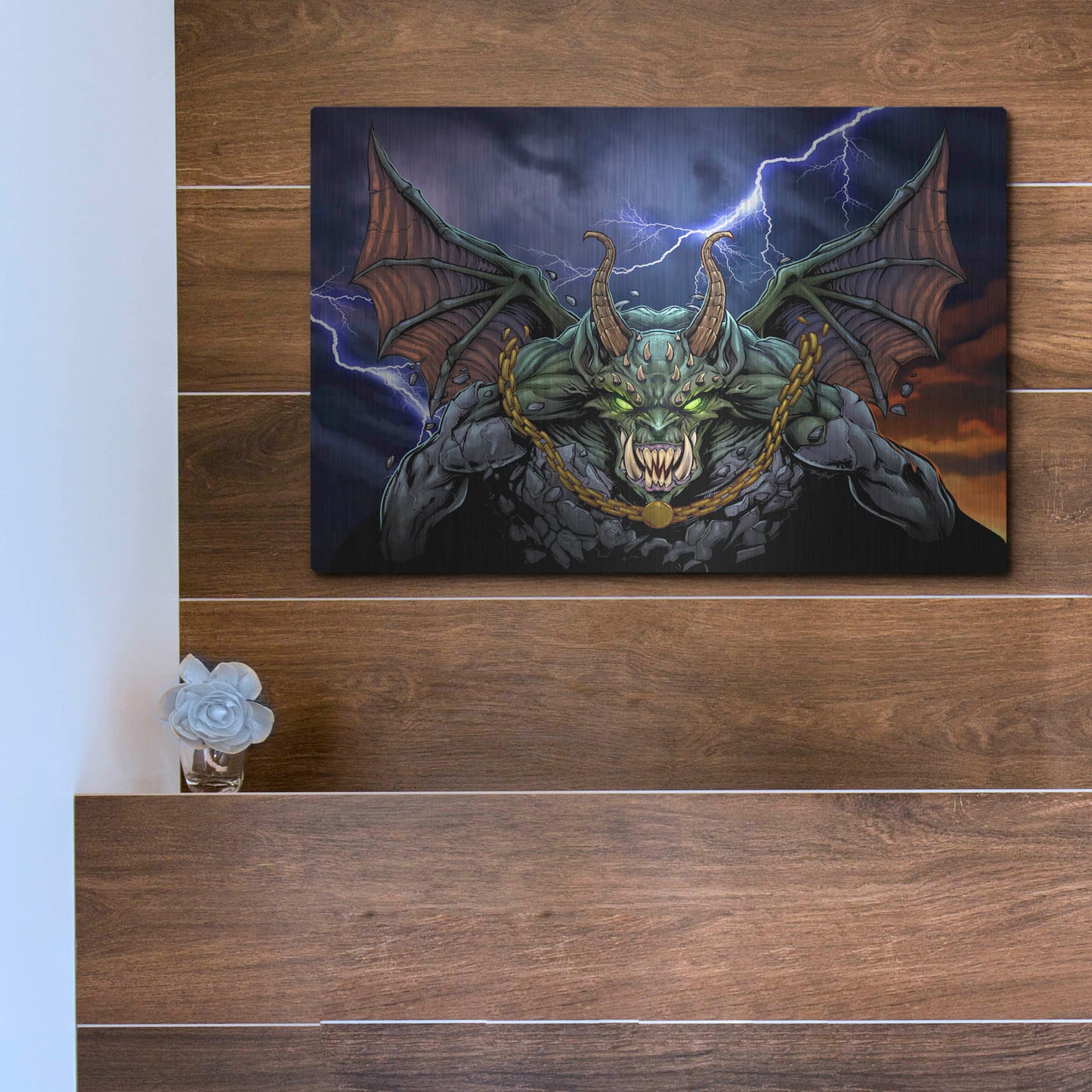 Luxe Metal Art 'Gargoyle 1' by Flyland Designs, Metal Wall Art,16x12