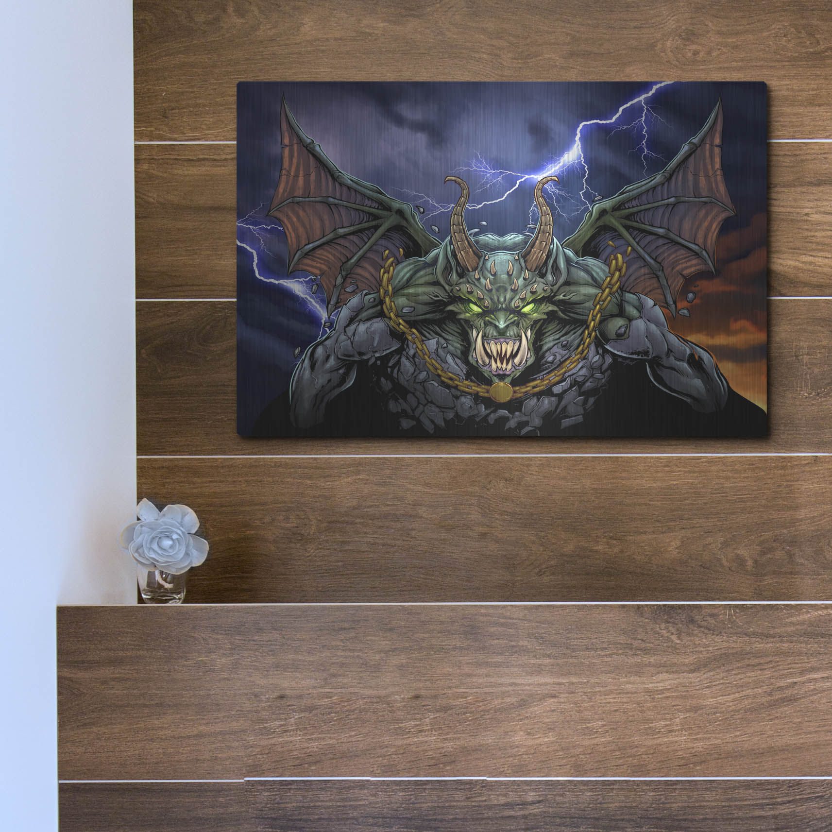 Luxe Metal Art 'Gargoyle 1' by Flyland Designs, Metal Wall Art,16x12