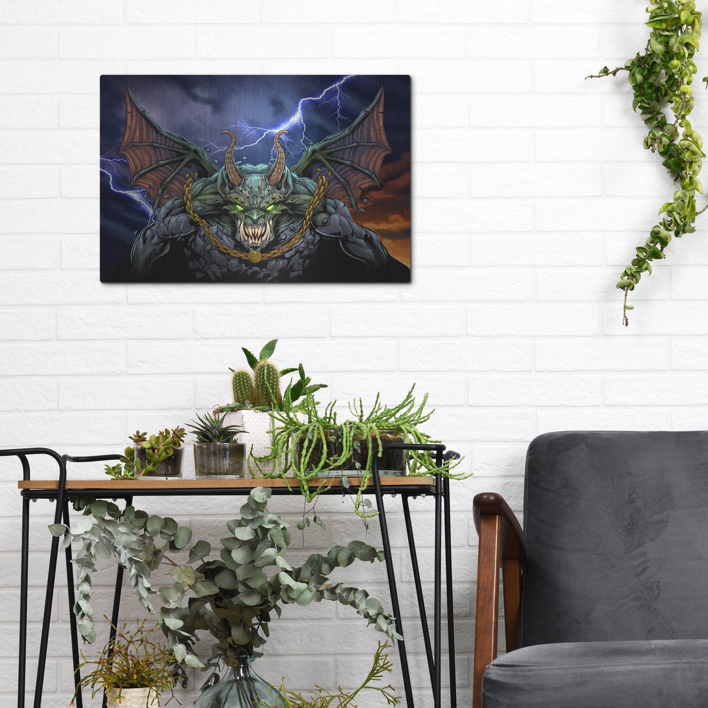 Luxe Metal Art 'Gargoyle 1' by Flyland Designs, Metal Wall Art,16x12