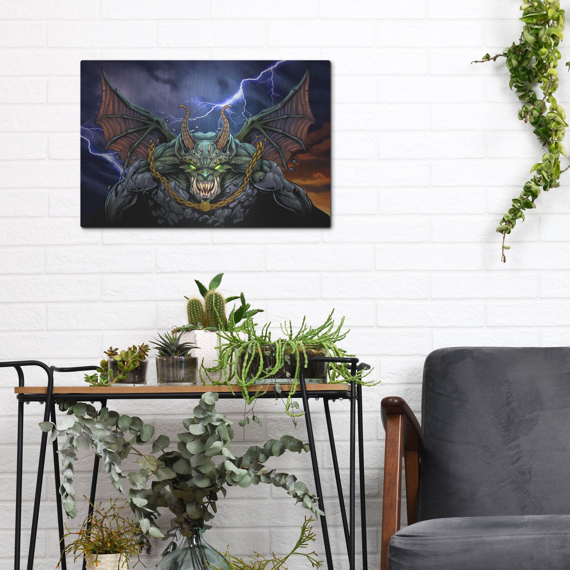 Luxe Metal Art 'Gargoyle 1' by Flyland Designs, Metal Wall Art,16x12
