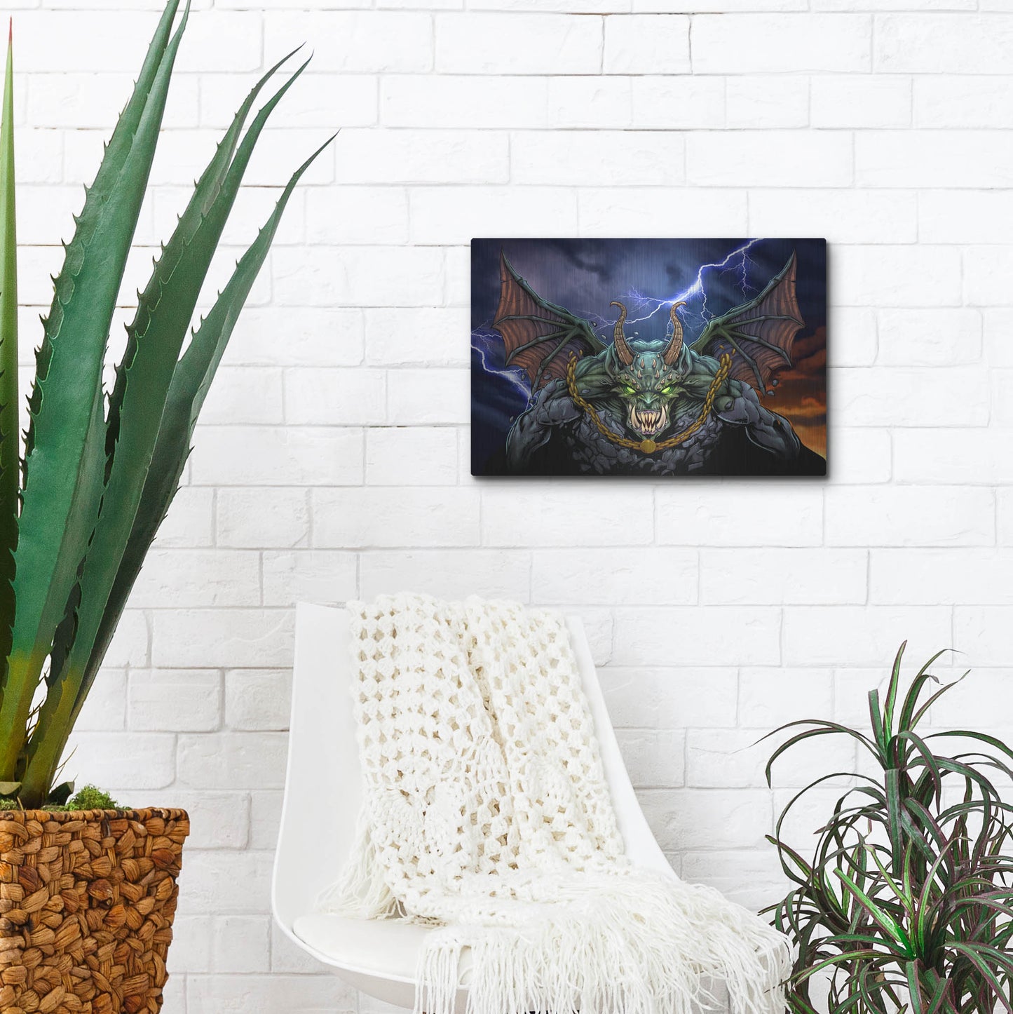 Luxe Metal Art 'Gargoyle 1' by Flyland Designs, Metal Wall Art,16x12
