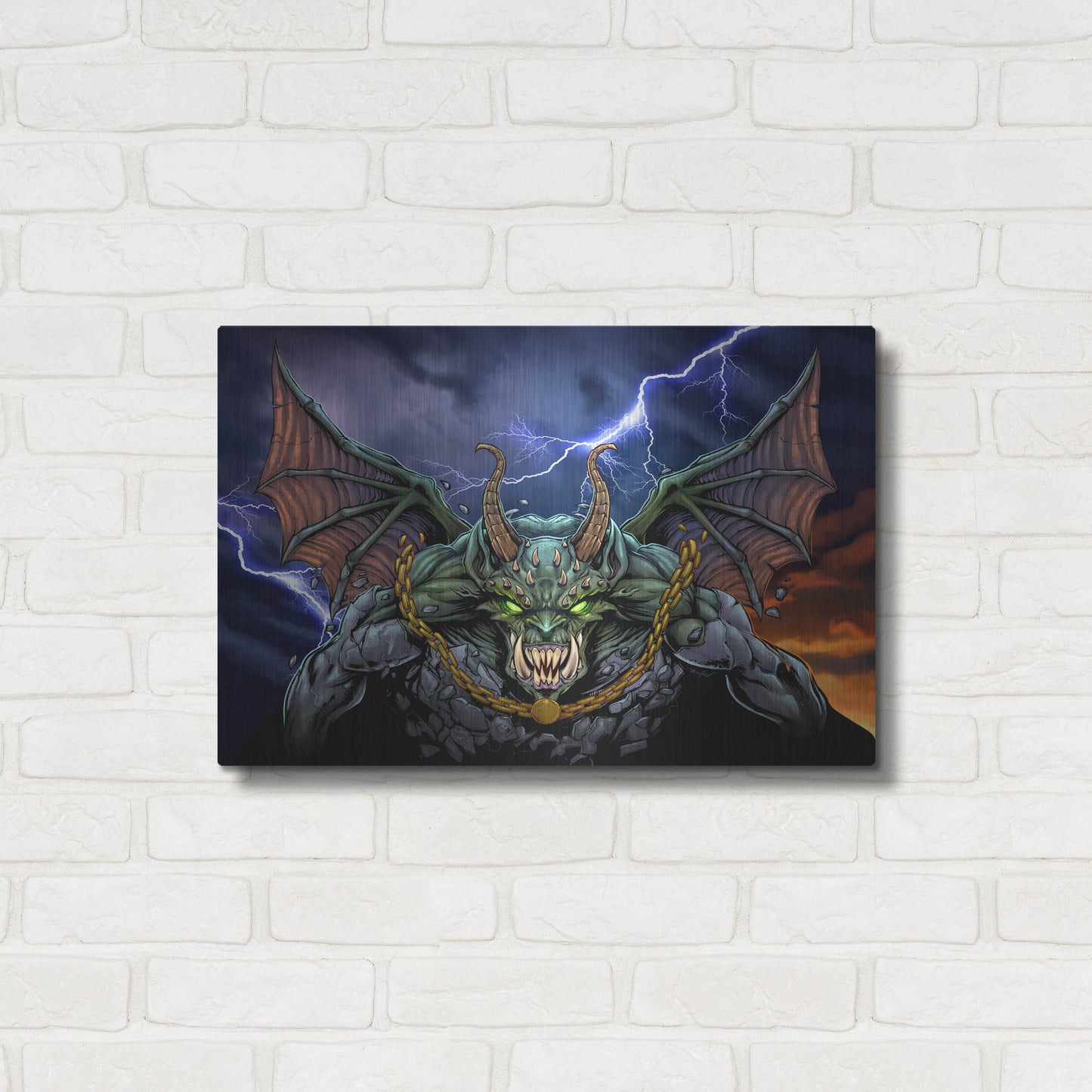 Luxe Metal Art 'Gargoyle 1' by Flyland Designs, Metal Wall Art,24x16