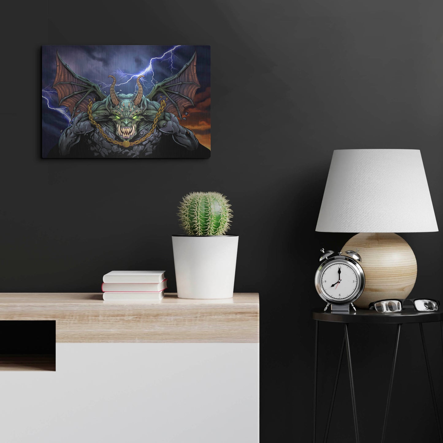 Luxe Metal Art 'Gargoyle 1' by Flyland Designs, Metal Wall Art,24x16