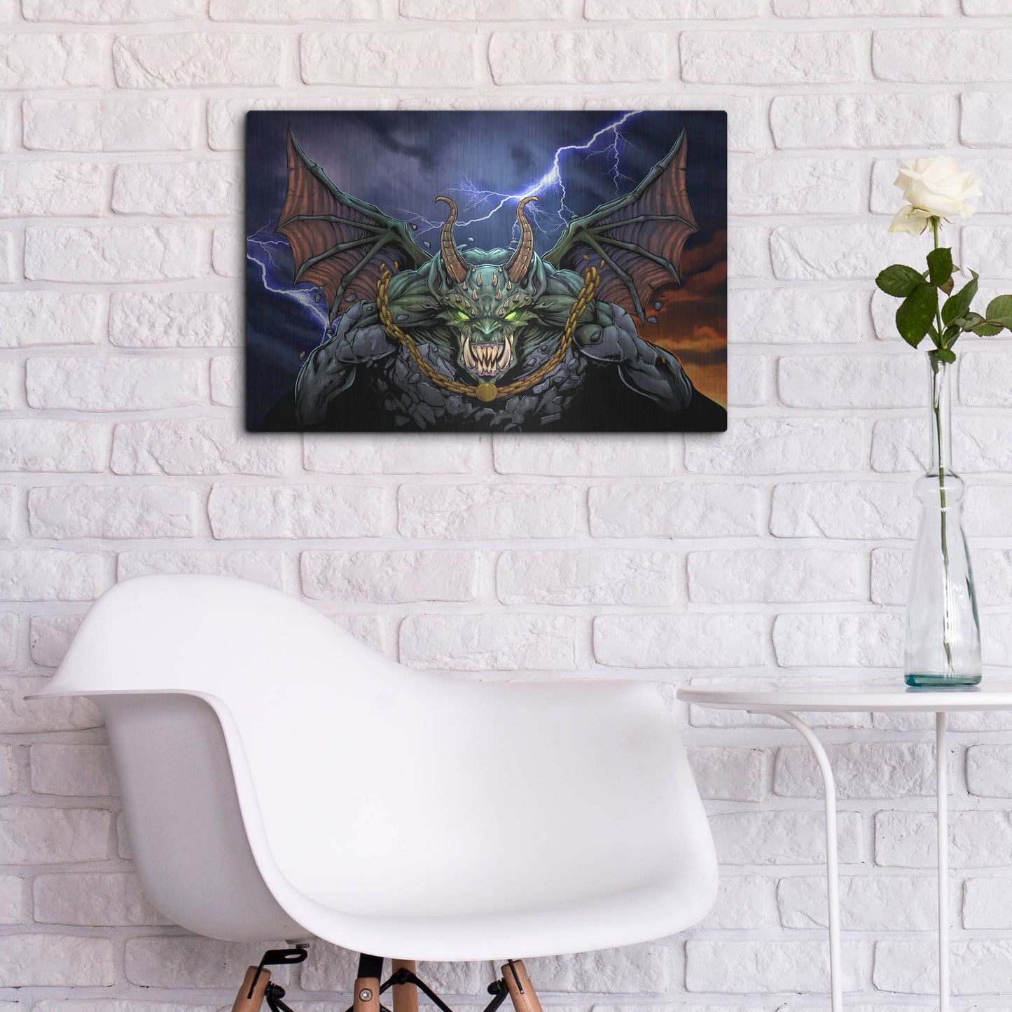Luxe Metal Art 'Gargoyle 1' by Flyland Designs, Metal Wall Art,24x16
