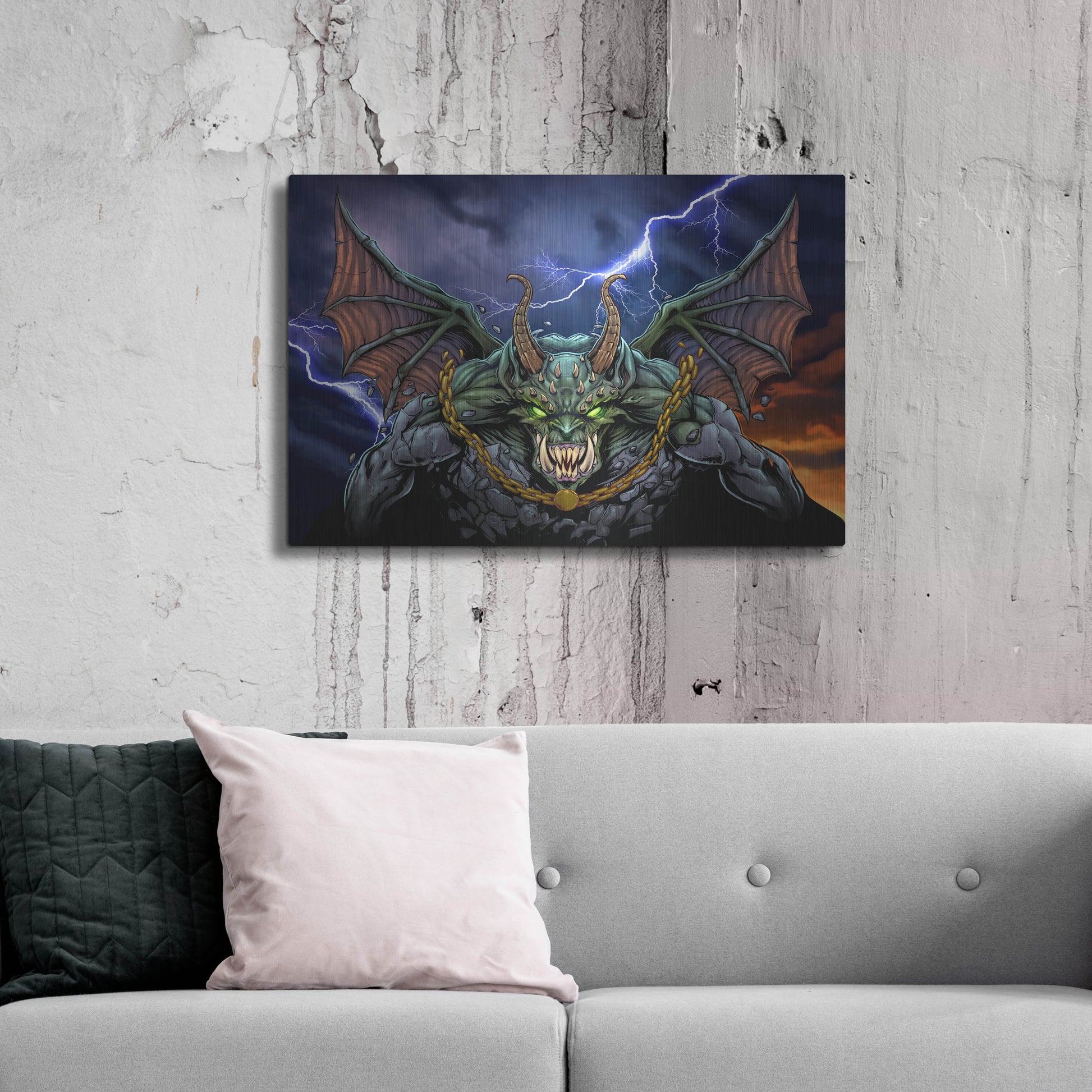 Luxe Metal Art 'Gargoyle 1' by Flyland Designs, Metal Wall Art,36x24