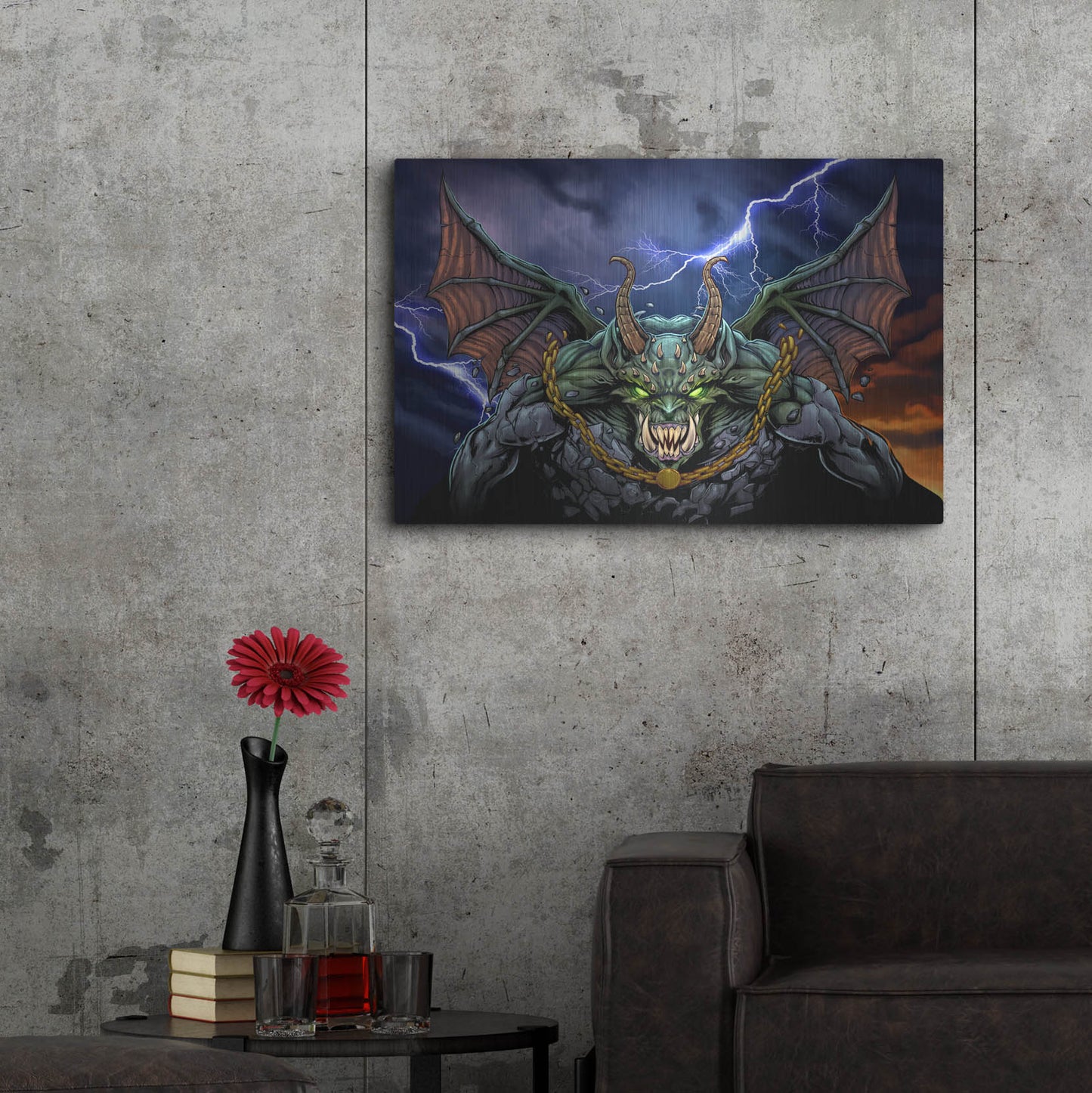 Luxe Metal Art 'Gargoyle 1' by Flyland Designs, Metal Wall Art,36x24