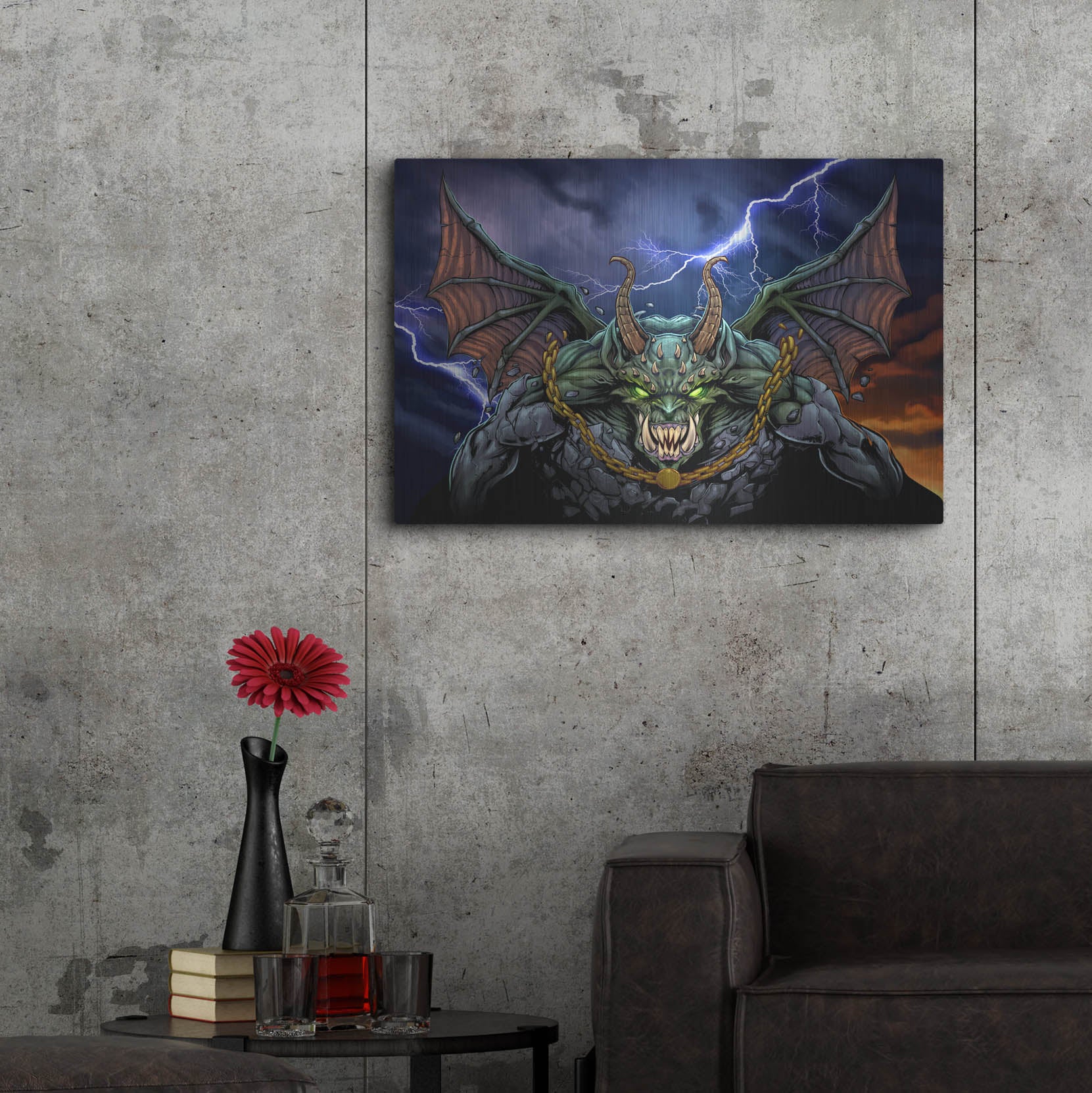 Luxe Metal Art 'Gargoyle 1' by Flyland Designs, Metal Wall Art,36x24