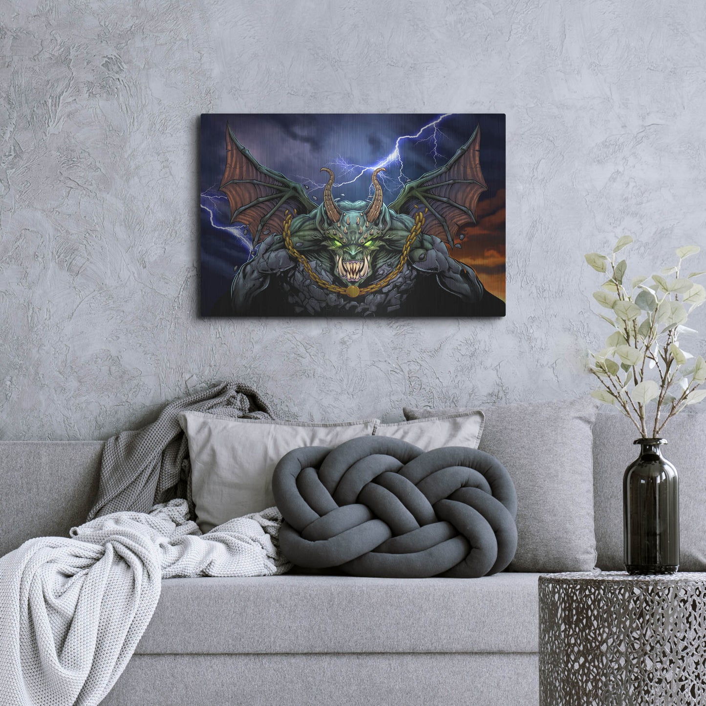 Luxe Metal Art 'Gargoyle 1' by Flyland Designs, Metal Wall Art,36x24