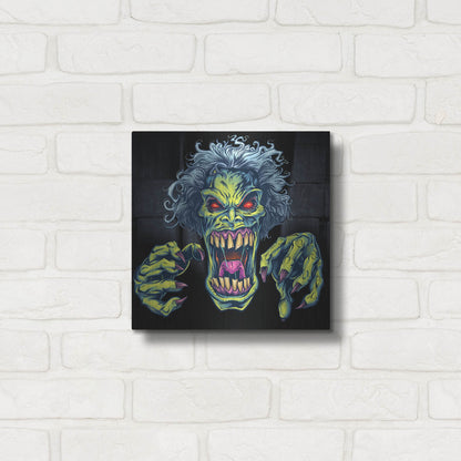 Luxe Metal Art 'Green Cartoon Zombie' by Flyland Designs, Metal Wall Art,12x12
