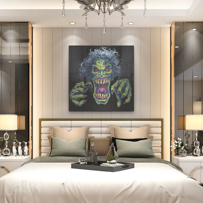 Luxe Metal Art 'Green Cartoon Zombie' by Flyland Designs, Metal Wall Art,36x36