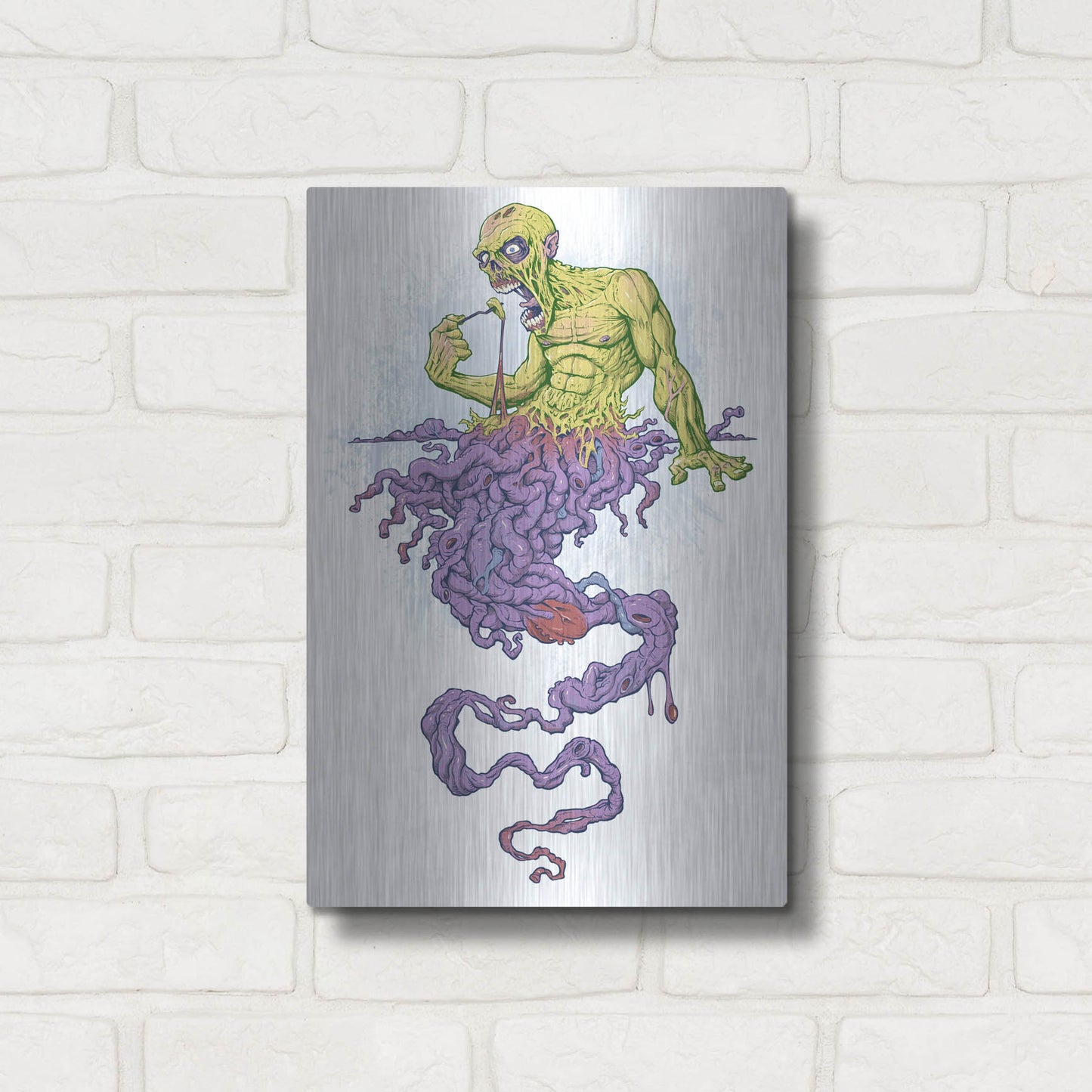 Luxe Metal Art 'Guy Eating Himself - Bon Appetit' by Flyland Designs, Metal Wall Art,12x16