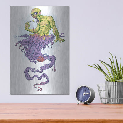 Luxe Metal Art 'Guy Eating Himself - Bon Appetit' by Flyland Designs, Metal Wall Art,12x16