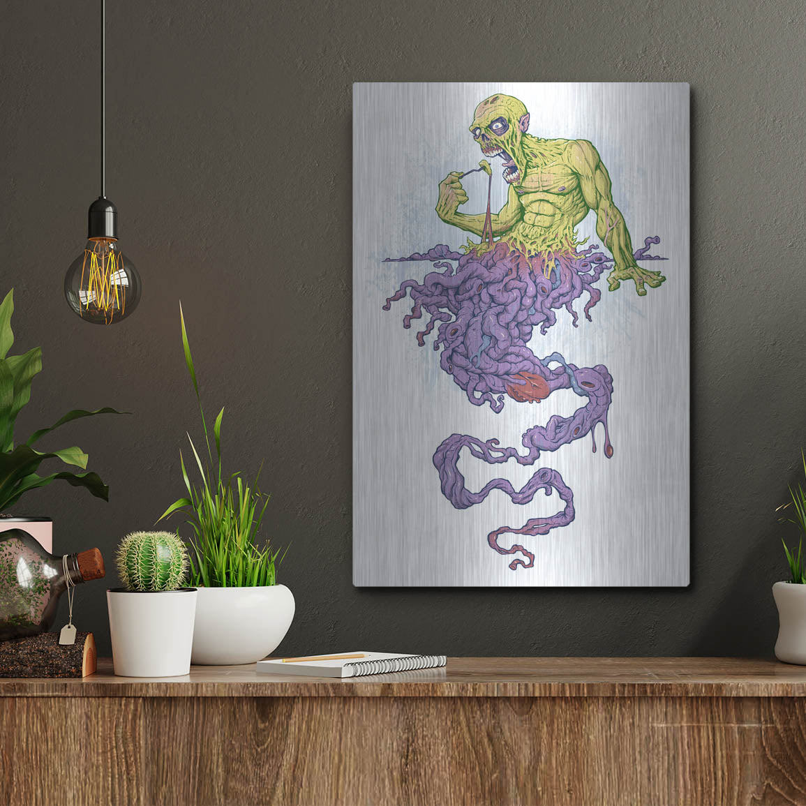 Luxe Metal Art 'Guy Eating Himself - Bon Appetit' by Flyland Designs, Metal Wall Art,12x16