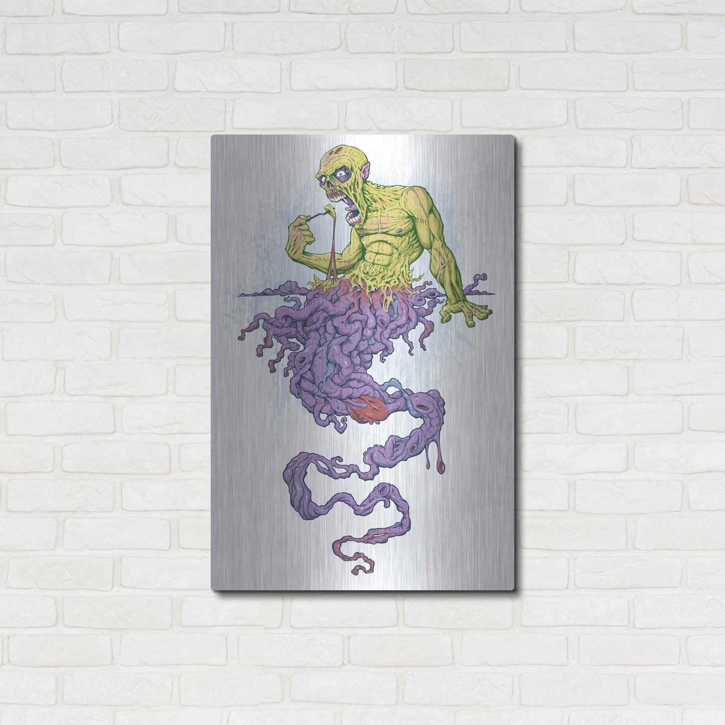 Luxe Metal Art 'Guy Eating Himself - Bon Appetit' by Flyland Designs, Metal Wall Art,24x36