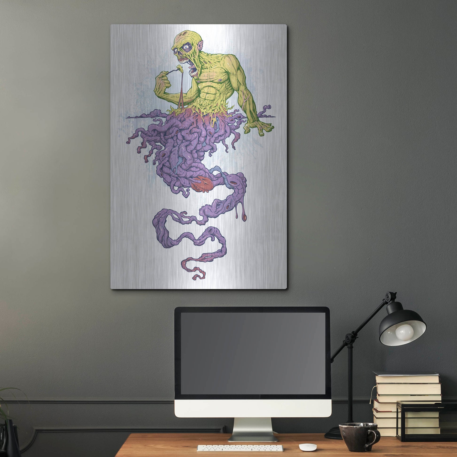 Luxe Metal Art 'Guy Eating Himself - Bon Appetit' by Flyland Designs, Metal Wall Art,24x36