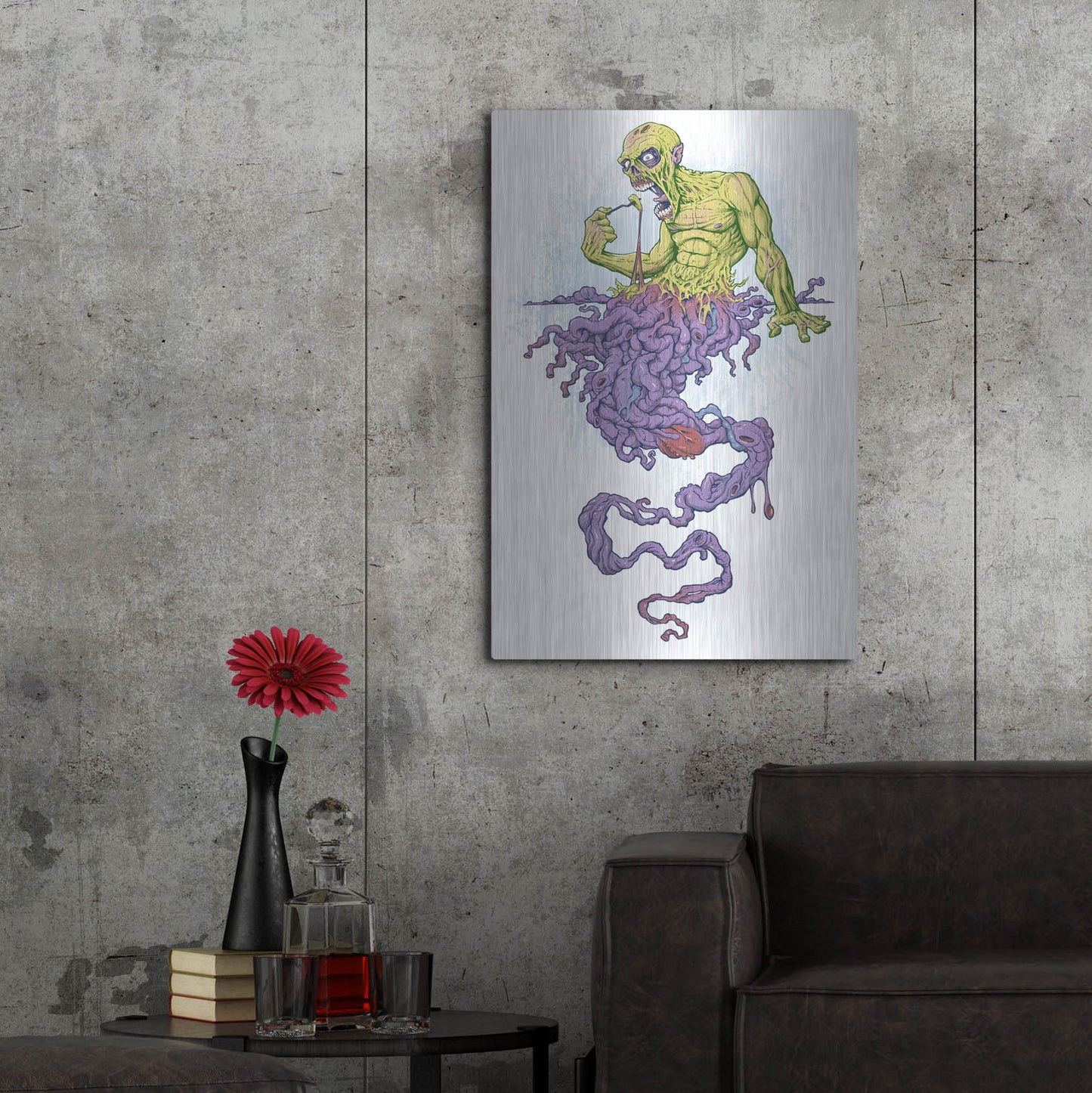 Luxe Metal Art 'Guy Eating Himself - Bon Appetit' by Flyland Designs, Metal Wall Art,24x36