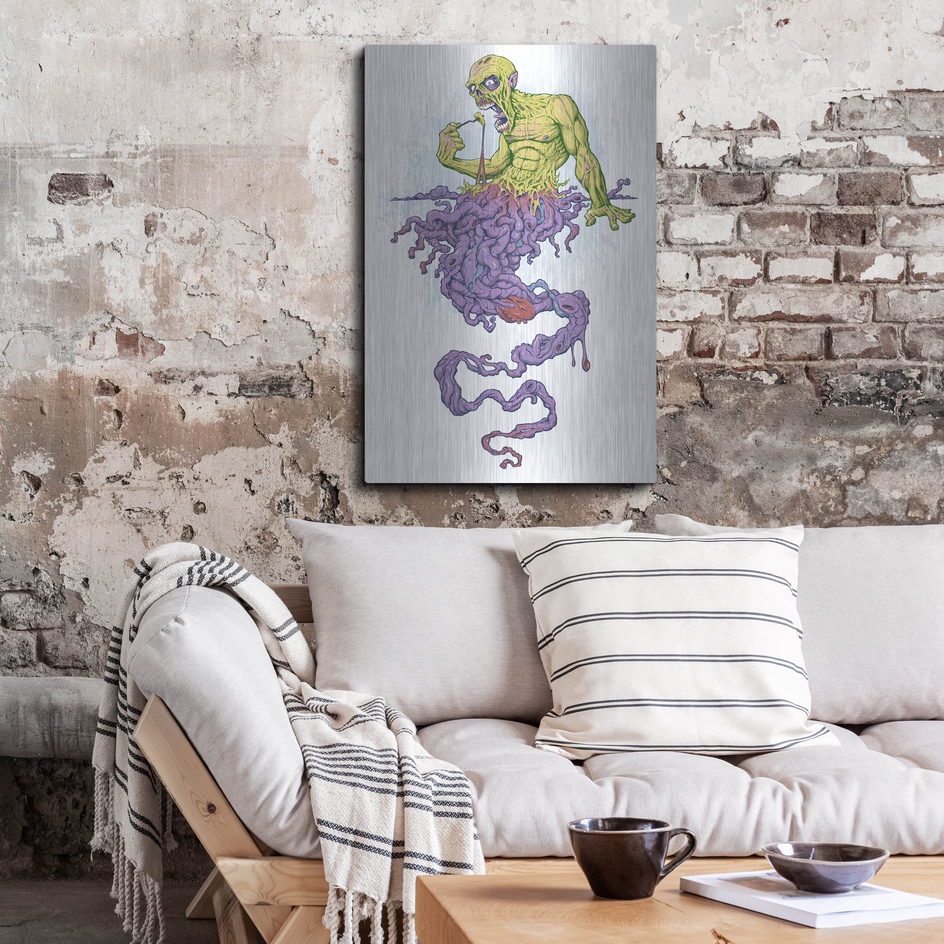 Luxe Metal Art 'Guy Eating Himself - Bon Appetit' by Flyland Designs, Metal Wall Art,24x36