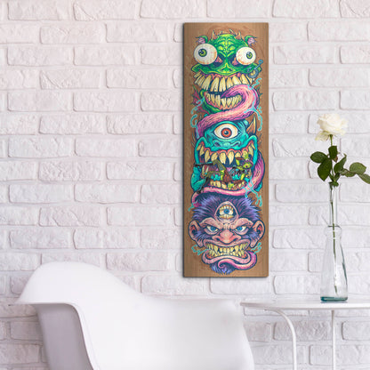 Luxe Metal Art 'Monster Faces Skateboard' by Flyland Designs, Metal Wall Art,12x36