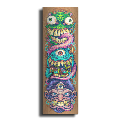 Luxe Metal Art 'Monster Faces Skateboard' by Flyland Designs, Metal Wall Art