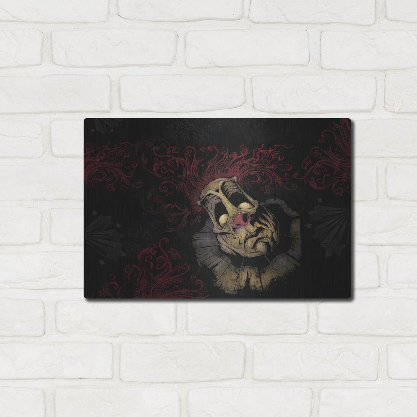 Luxe Metal Art 'RageOn Dark Clown' by Flyland Designs, Metal Wall Art,16x12