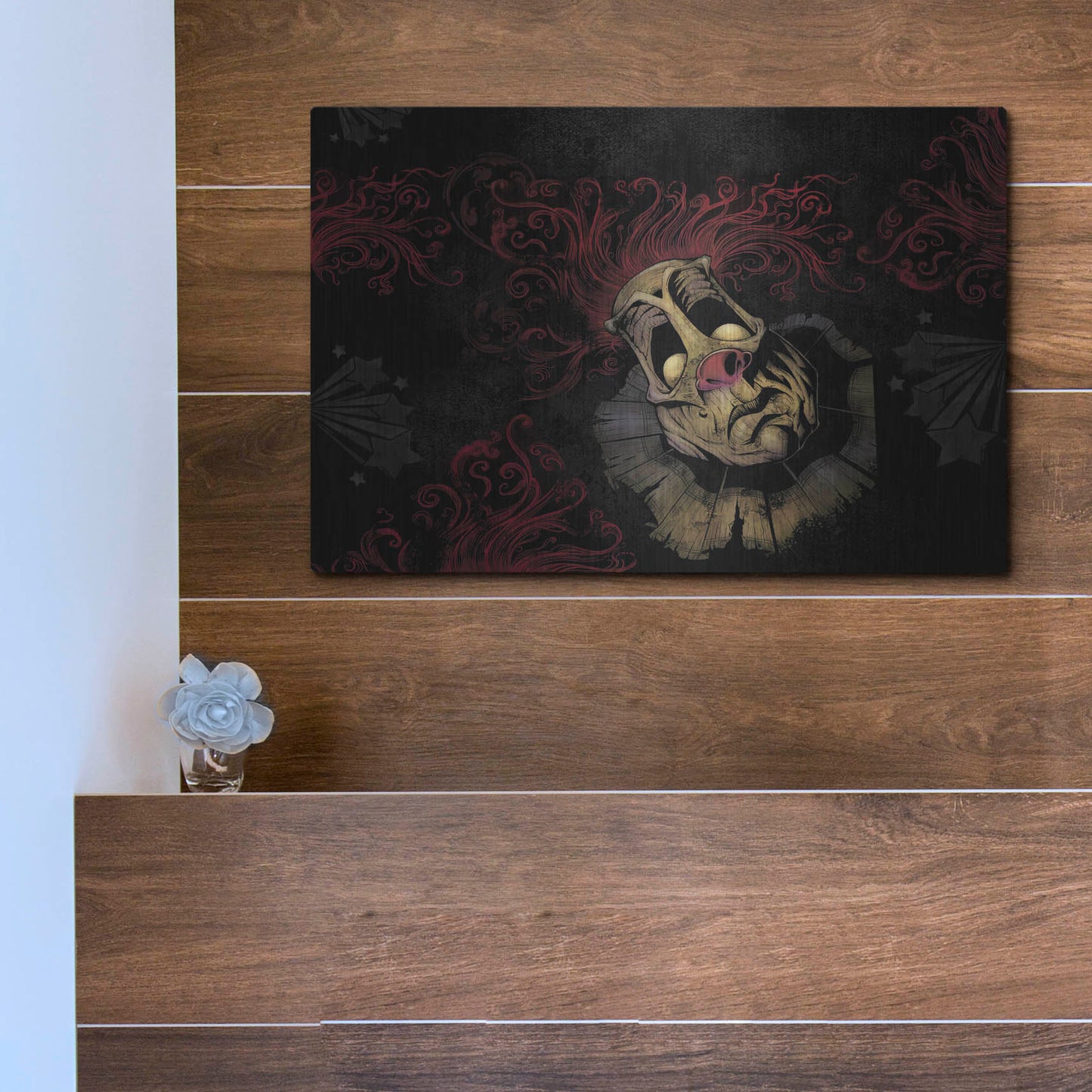 Luxe Metal Art 'RageOn Dark Clown' by Flyland Designs, Metal Wall Art,16x12