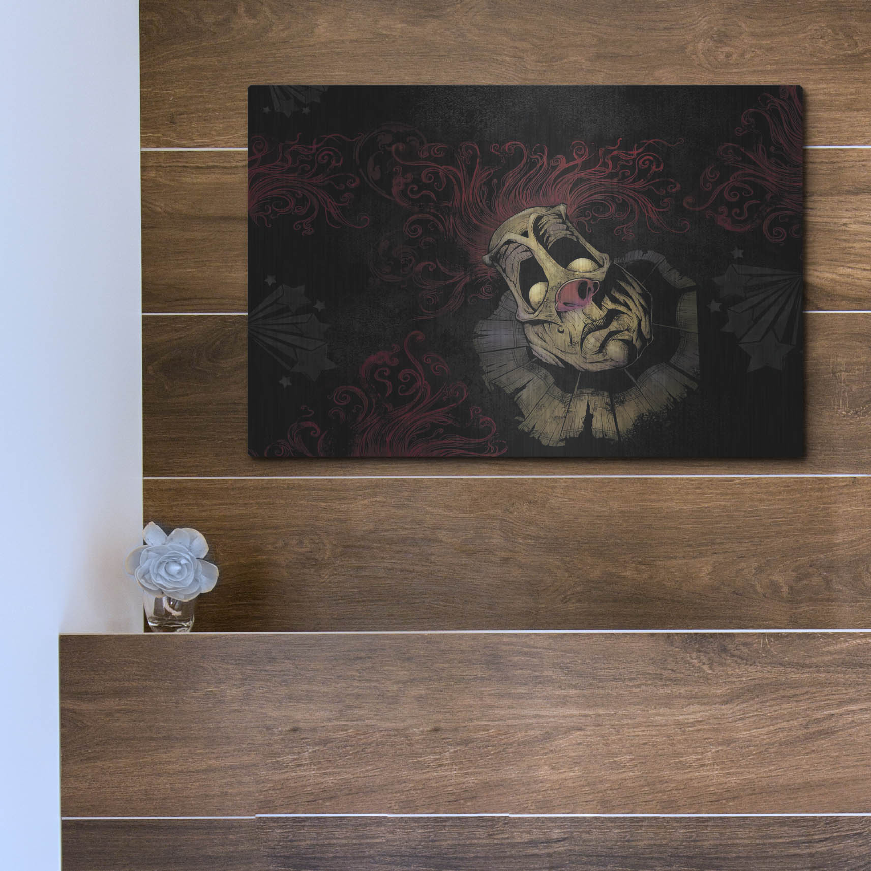 Luxe Metal Art 'RageOn Dark Clown' by Flyland Designs, Metal Wall Art,16x12