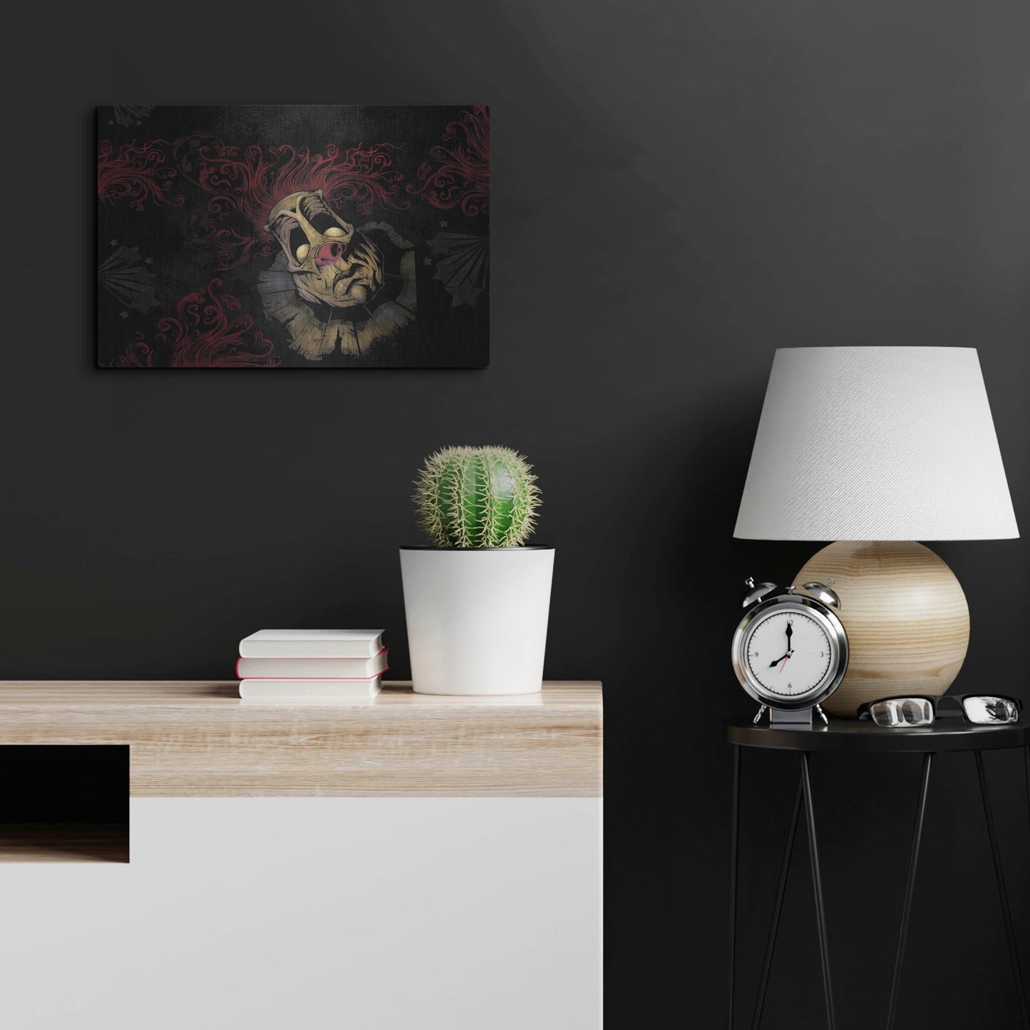 Luxe Metal Art 'RageOn Dark Clown' by Flyland Designs, Metal Wall Art,24x16