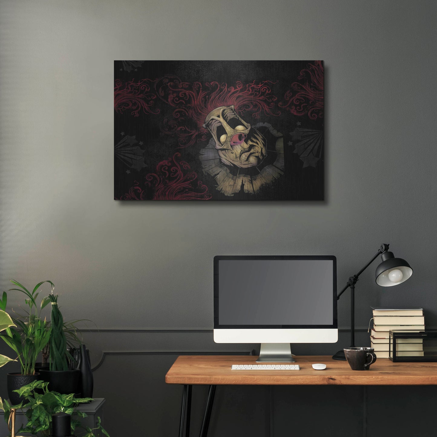 Luxe Metal Art 'RageOn Dark Clown' by Flyland Designs, Metal Wall Art,36x24