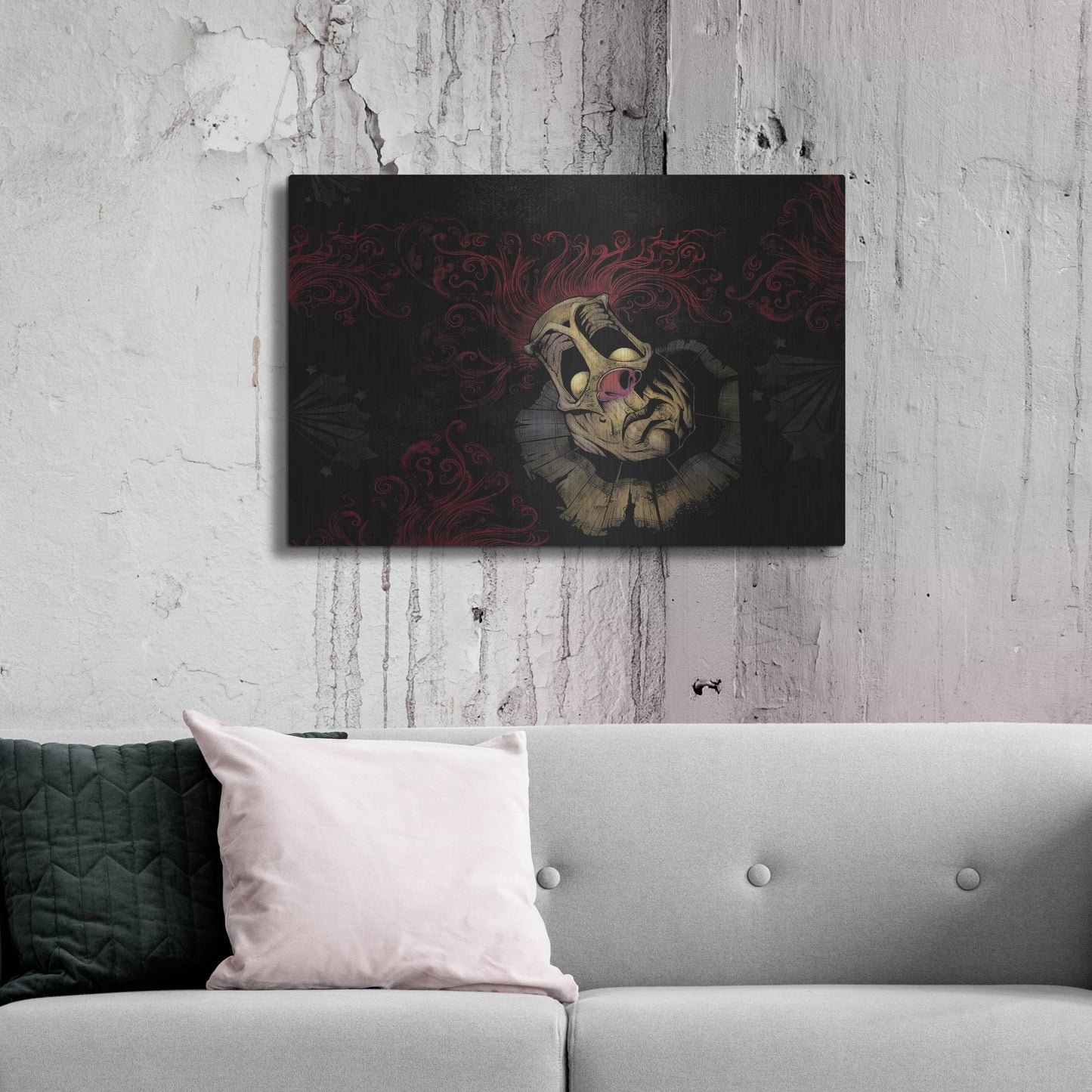 Luxe Metal Art 'RageOn Dark Clown' by Flyland Designs, Metal Wall Art,36x24