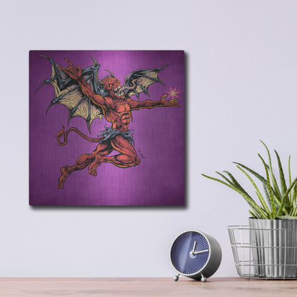 Luxe Metal Art 'Red Devil With Wings' by Flyland Designs, Metal Wall Art,12x12