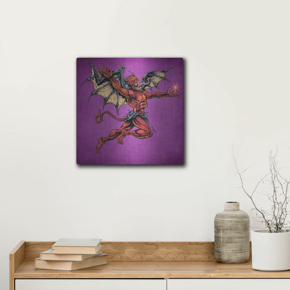 Luxe Metal Art 'Red Devil With Wings' by Flyland Designs, Metal Wall Art,12x12