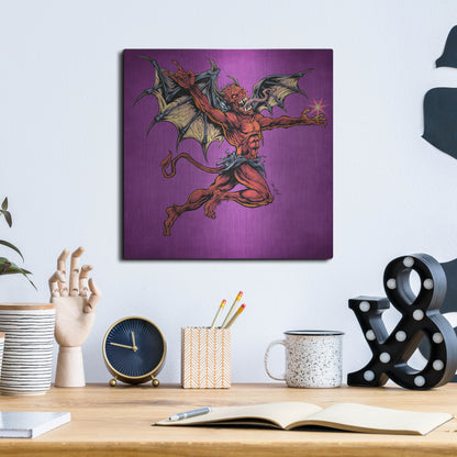 Luxe Metal Art 'Red Devil With Wings' by Flyland Designs, Metal Wall Art,12x12