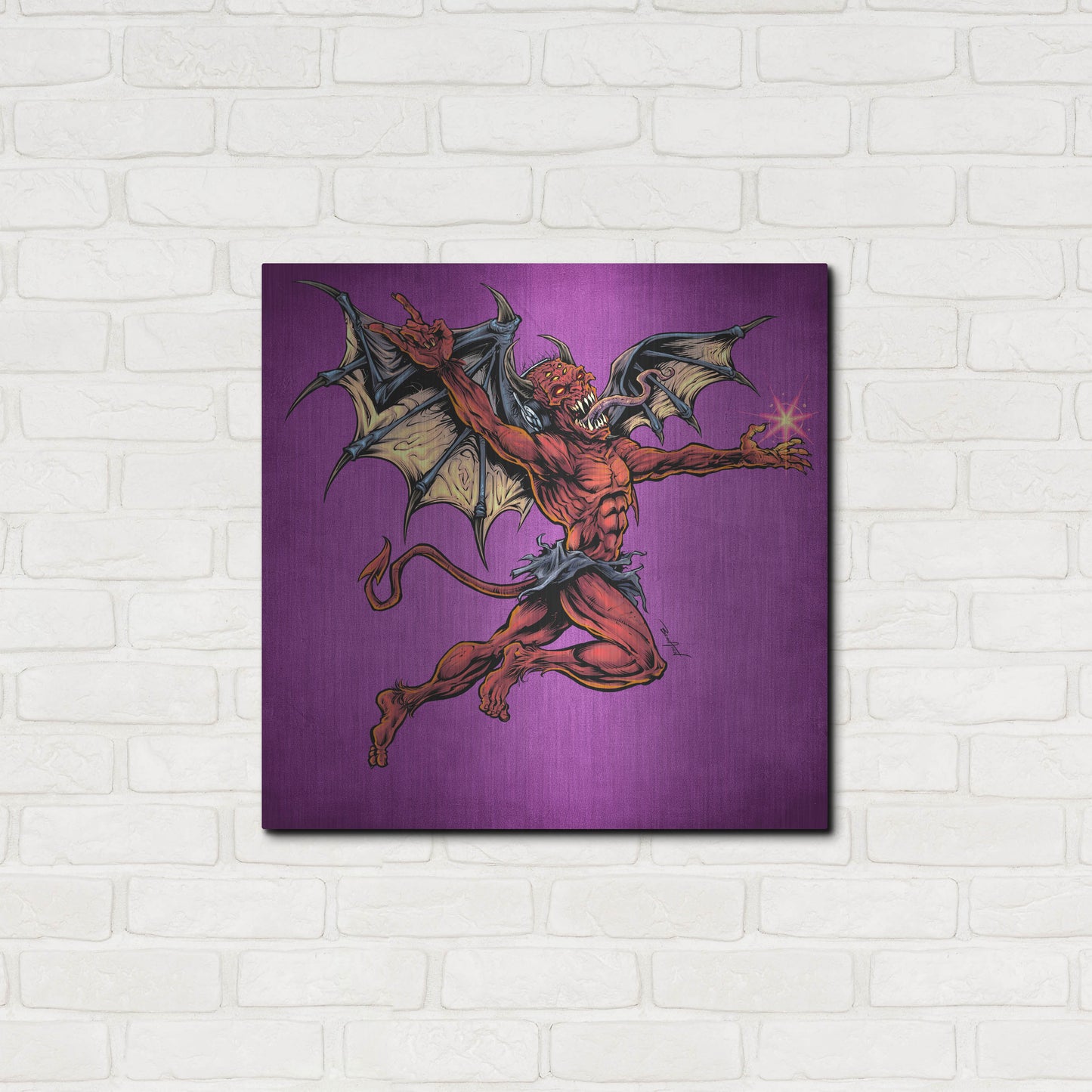 Luxe Metal Art 'Red Devil With Wings' by Flyland Designs, Metal Wall Art,24x24