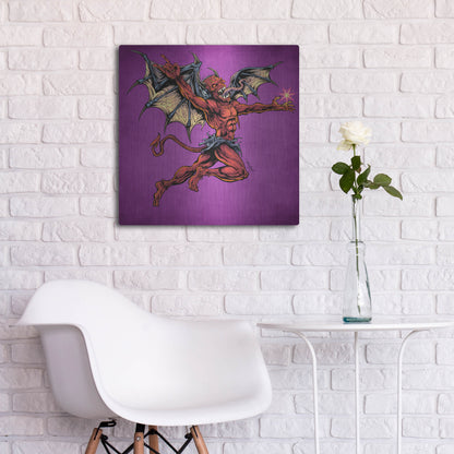 Luxe Metal Art 'Red Devil With Wings' by Flyland Designs, Metal Wall Art,24x24