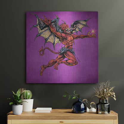 Luxe Metal Art 'Red Devil With Wings' by Flyland Designs, Metal Wall Art,24x24