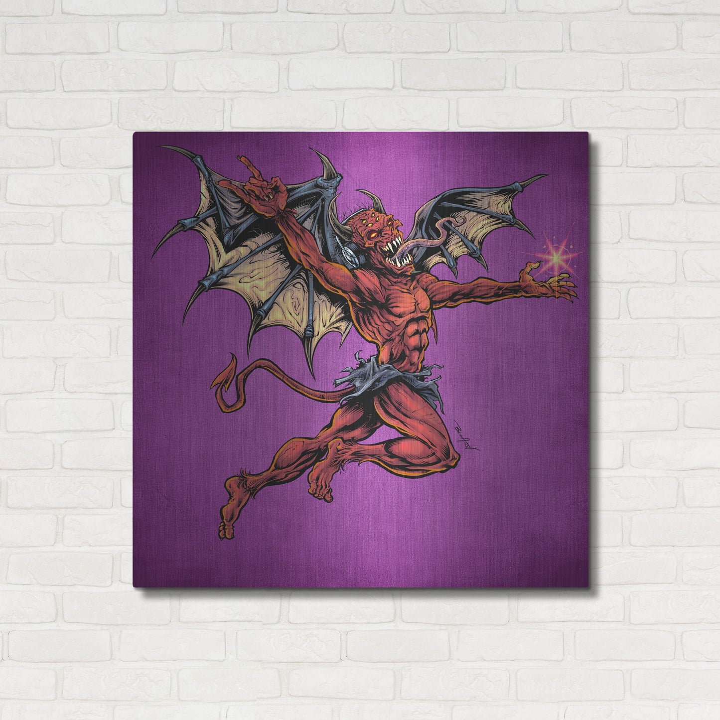 Luxe Metal Art 'Red Devil With Wings' by Flyland Designs, Metal Wall Art,36x36