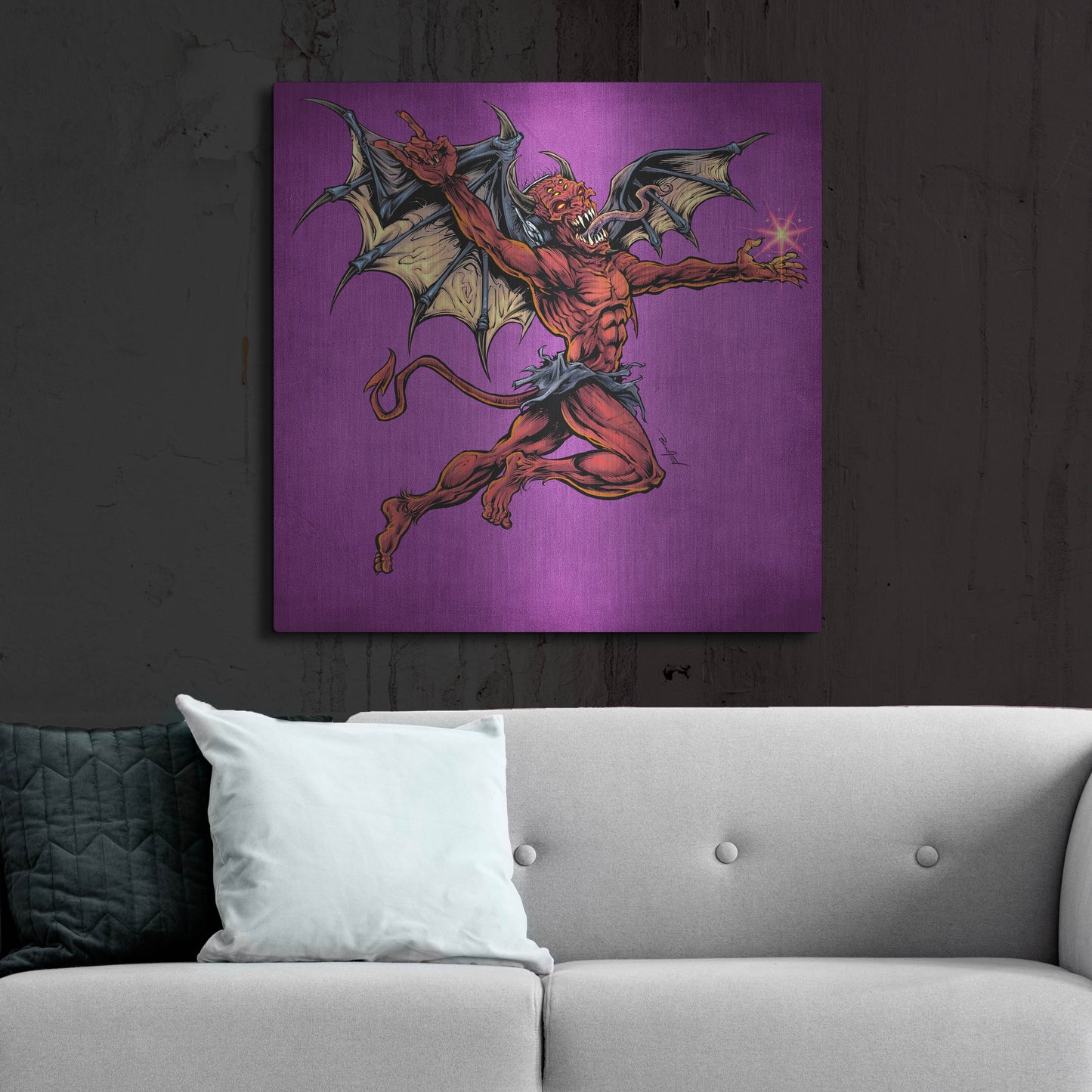 Luxe Metal Art 'Red Devil With Wings' by Flyland Designs, Metal Wall Art,36x36