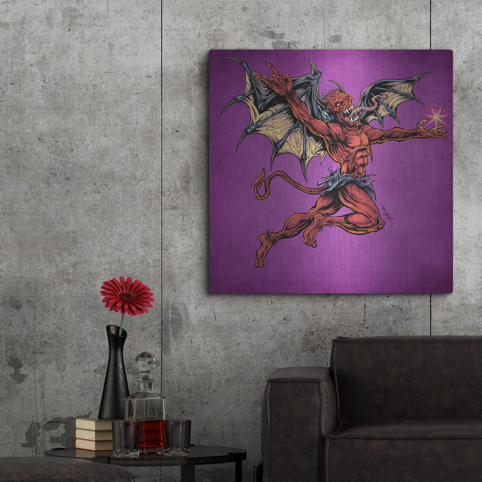 Luxe Metal Art 'Red Devil With Wings' by Flyland Designs, Metal Wall Art,36x36