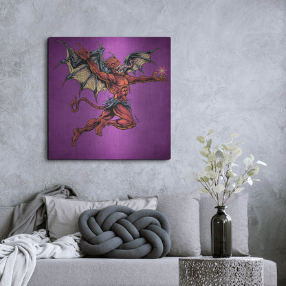 Luxe Metal Art 'Red Devil With Wings' by Flyland Designs, Metal Wall Art,36x36