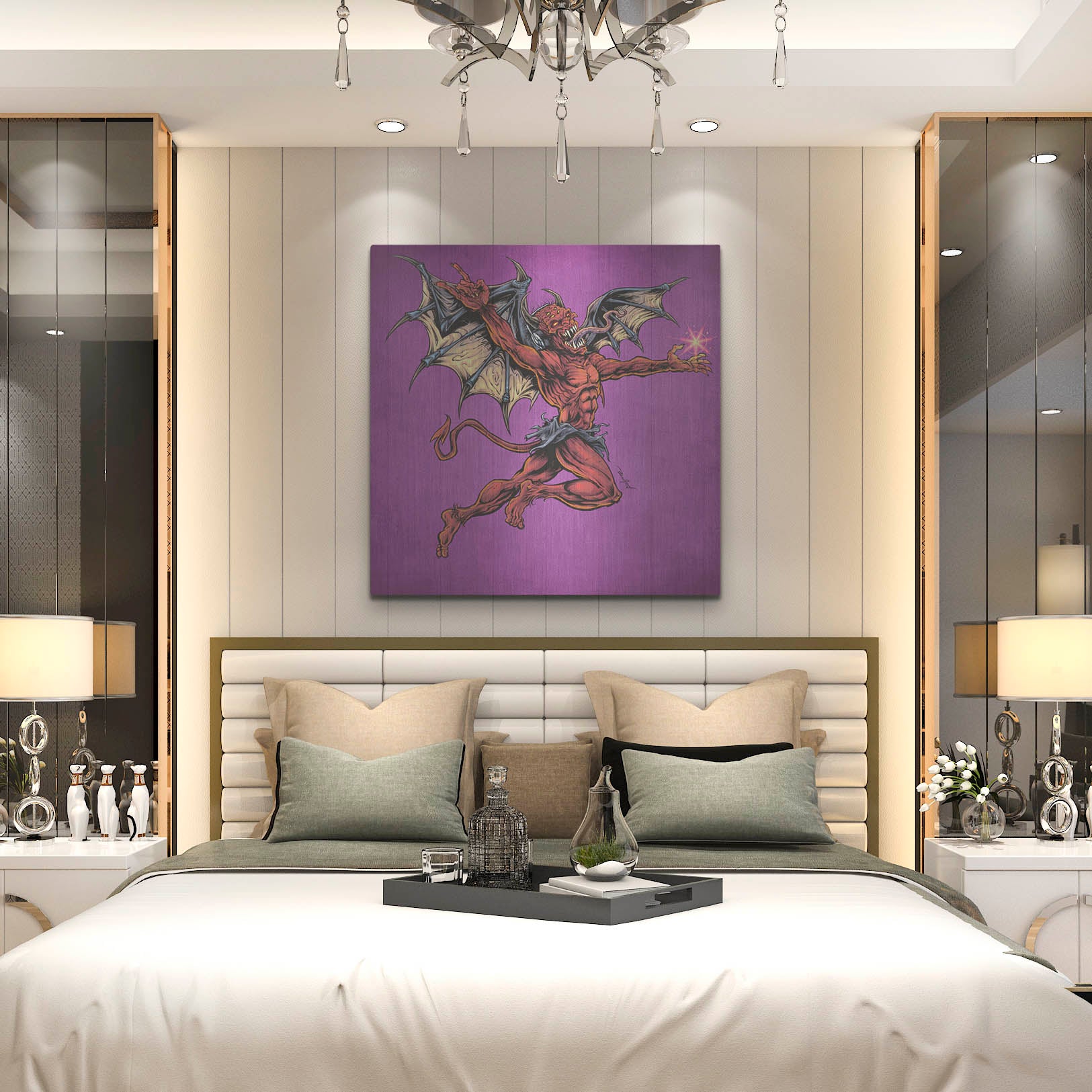 Luxe Metal Art 'Red Devil With Wings' by Flyland Designs, Metal Wall Art,36x36