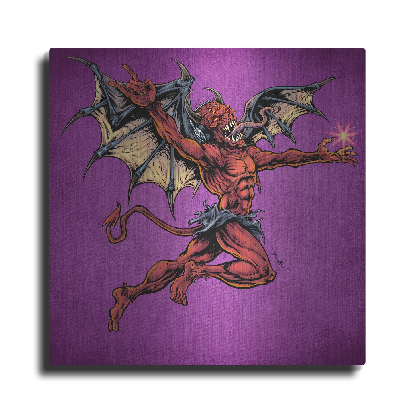 Luxe Metal Art 'Red Devil With Wings' by Flyland Designs, Metal Wall Art