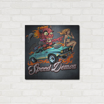 Luxe Metal Art 'Speed Demon Flaming Hot Rod' by Flyland Designs, Metal Wall Art,24x24
