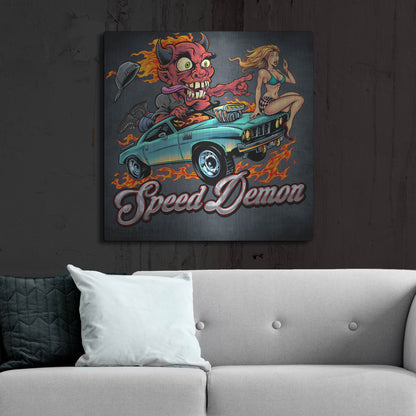 Luxe Metal Art 'Speed Demon Flaming Hot Rod' by Flyland Designs, Metal Wall Art,36x36